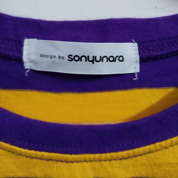 BOLD MUSTARD & PURPLE COLOUR STRIPES TSHIRT FOR MEN'S AND WOMEN'S - Picture 5 of 5
